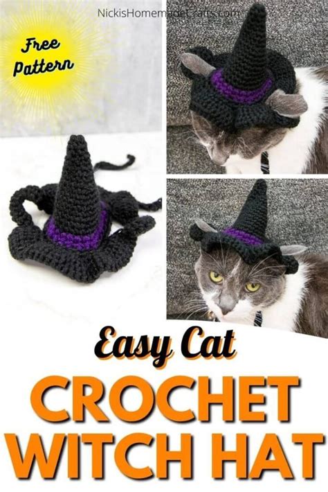 Crochet cat witch hat